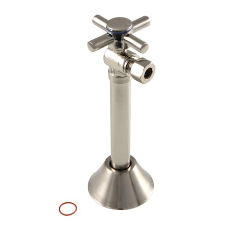 Kingston Brass CC83208DX 1/2" Sweat x 3/8" O.D. Comp, Angle Shut Off Valve with 5" Extension, Brushed Nickel CC83208DX